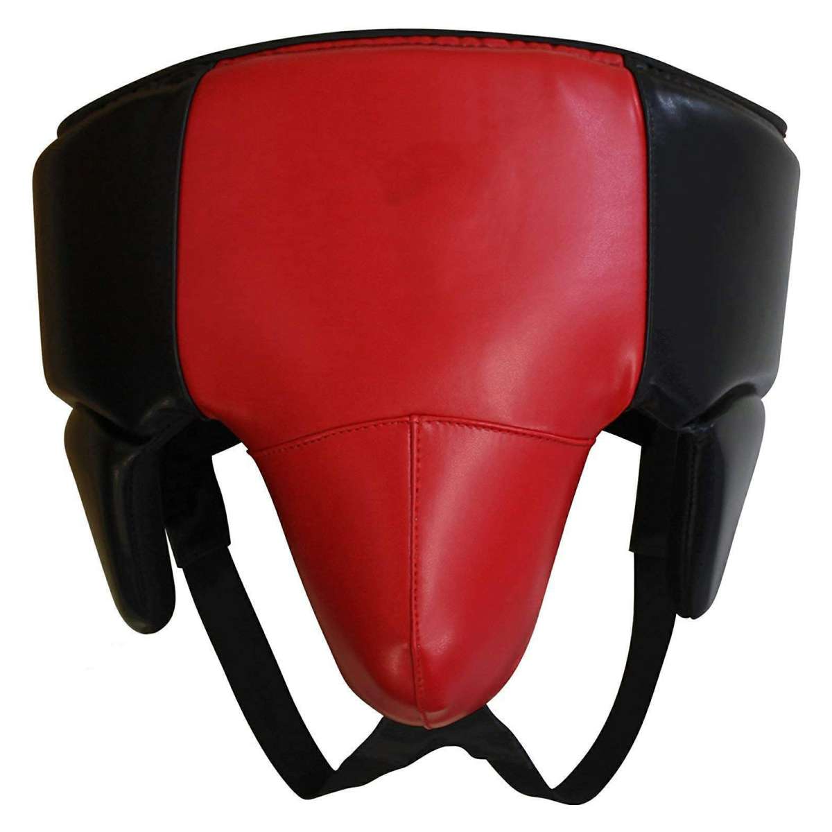 Red and Black Padded Groin Guard with Wraparound Hip Protection and Leg Straps